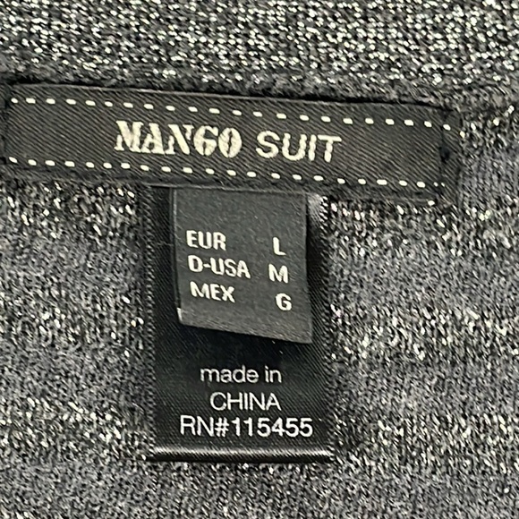 Mango Suit Gray Silver Stripe Sparkle Cardigan Sweater V Neck Sz L - Picture 7 of 9